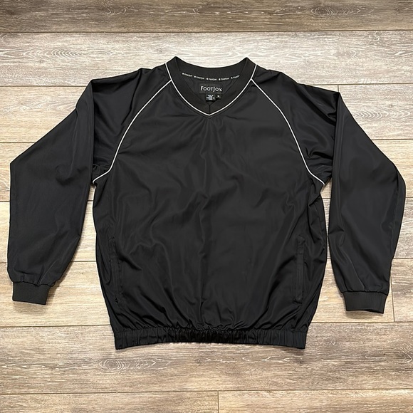 FOOTJOY GOLF WINDBREAKER PULLOVER BLACK SIZE MEDIUM ZIP UP POCKETS - Picture 1 of 7